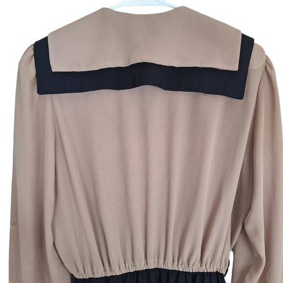 Vintage Herman Marcus Dallas Sheer Midi Dress Black Brown Square Collar 12 - Picture 9 of 12